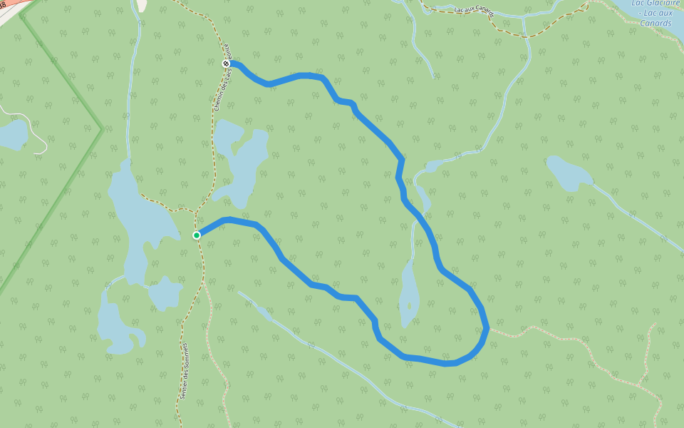 Jardin des Glaciers walking route map in Baie-Comeau