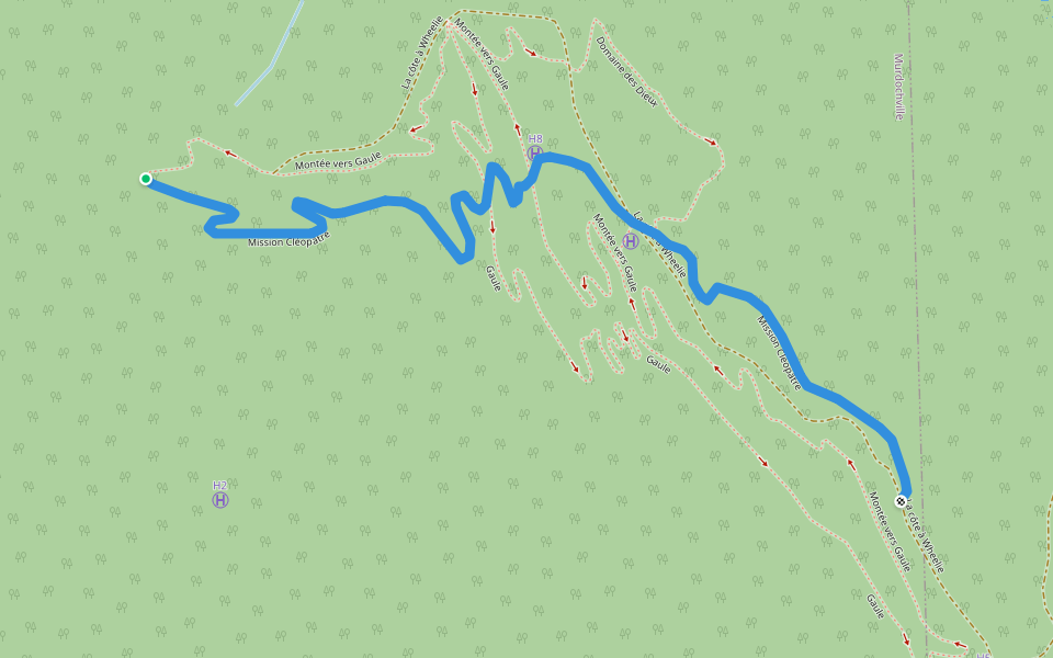 Mission Cléopâtre walking route map in Murdochville
