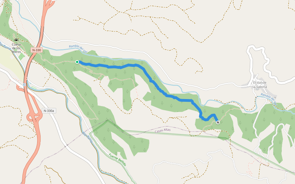 Senda del Dr. Infierno walking route map in Ademuz