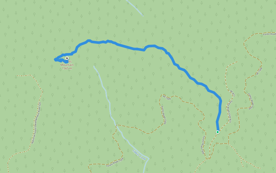 Tidbits Mountain Trail walking route map in Vida