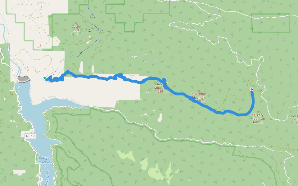 O'Leary Mountain Trail #3321 walking route map in Rainbow