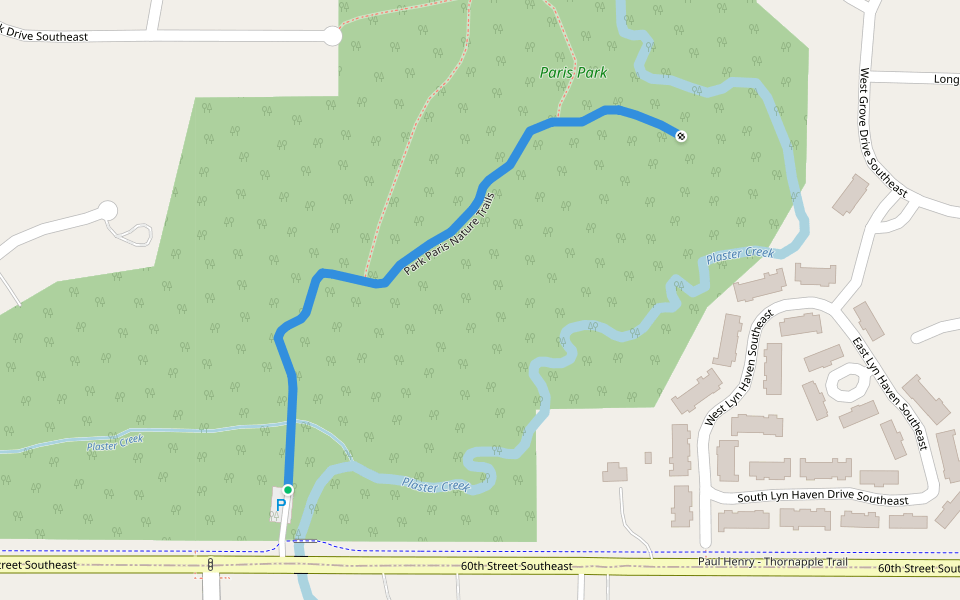 Park Paris Nature Trails walking route map in Kentwood