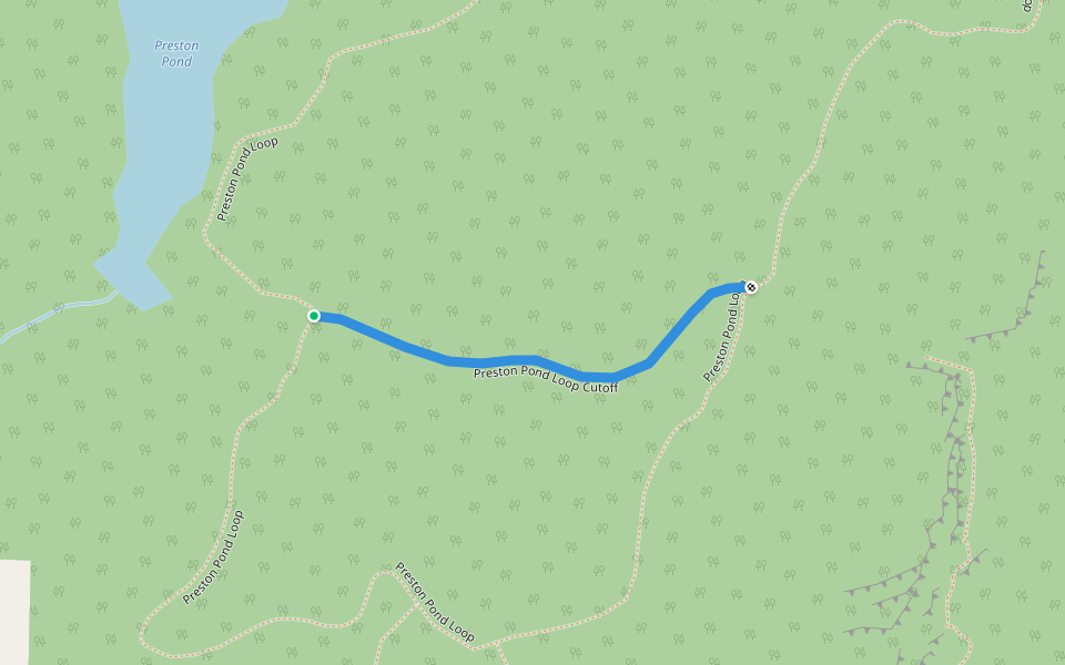 Preston Pond Loop Cutoff walking route map in Jericho