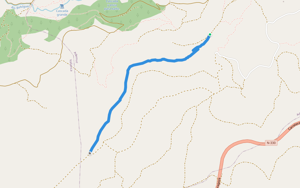 Cuesta de Moya walking route map in Ademuz