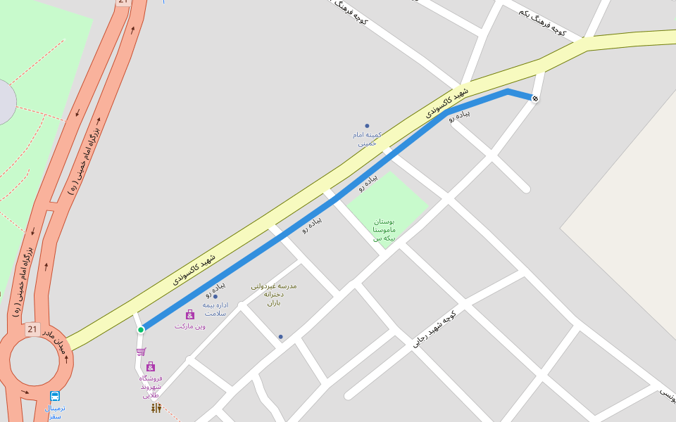 پیاده رو walking route map in Divandarreh