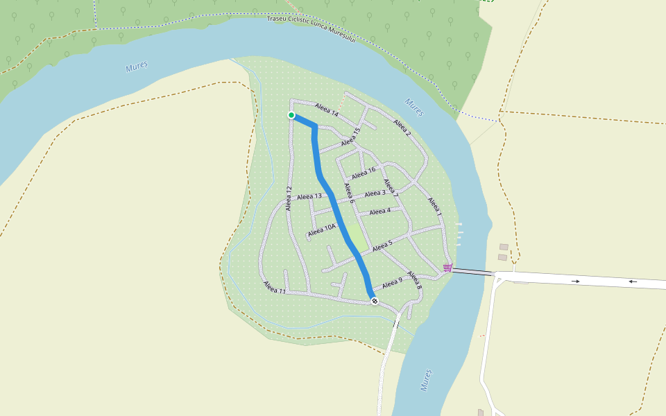 Aleea 10 walking route map in Arad