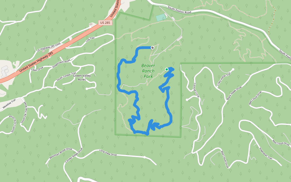 Goshawk Trail walking route map in Conifer