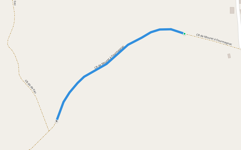 CR de Mouret à Fourmagnac walking route map in Fons