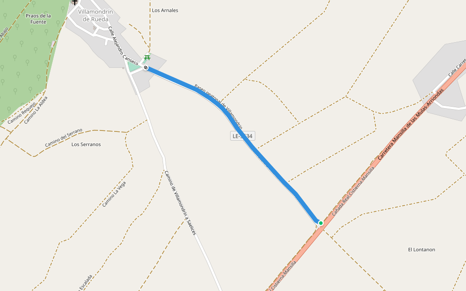 Paseo peatonal de Villamondrin walking route map in Valdepolo