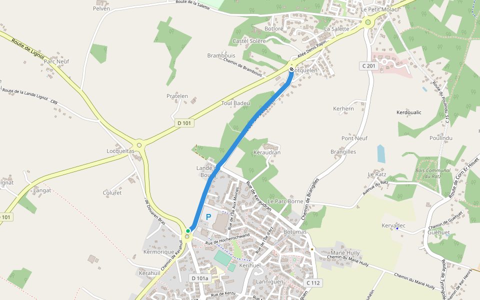 Route de la Lande du Bourg walking route map in Arradon