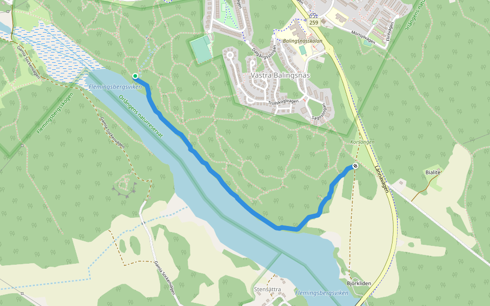 Vit walking route map in Huddinge
