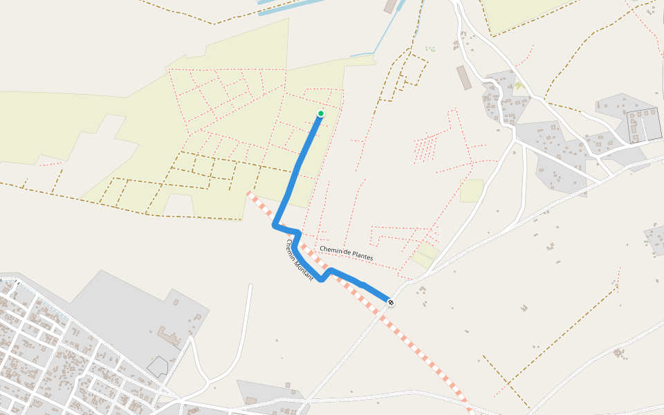 Chemin Montant walking route map in Rosso