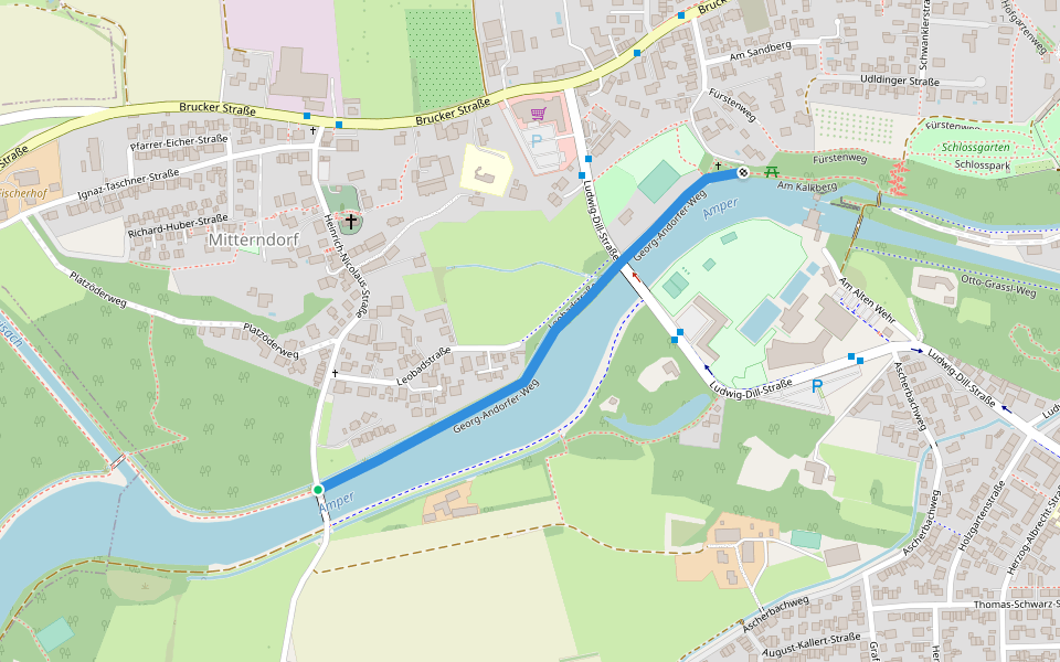 Georg-Andorfer-Weg walking route map in Dachau