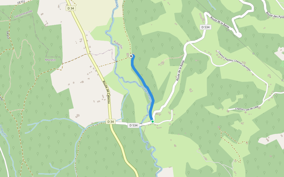Chemin du Moulin de Lasahite walking route map in Aubertin