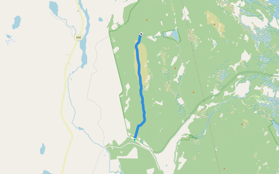 Peurakaltio-Äkäskero walking route map in Muonio