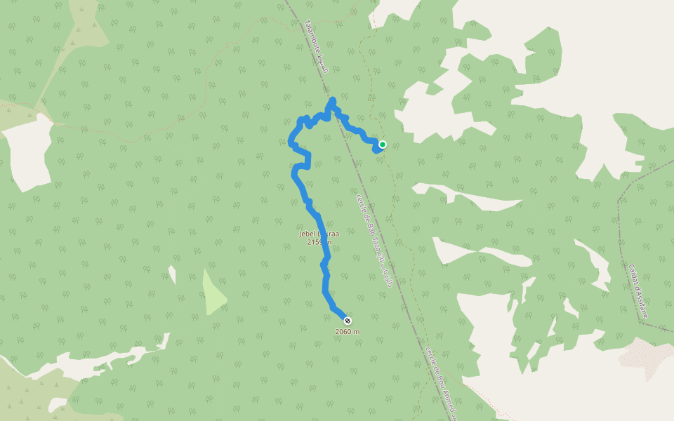 Trail to Jebel Lakraa walking route map in Beni M'Hammed