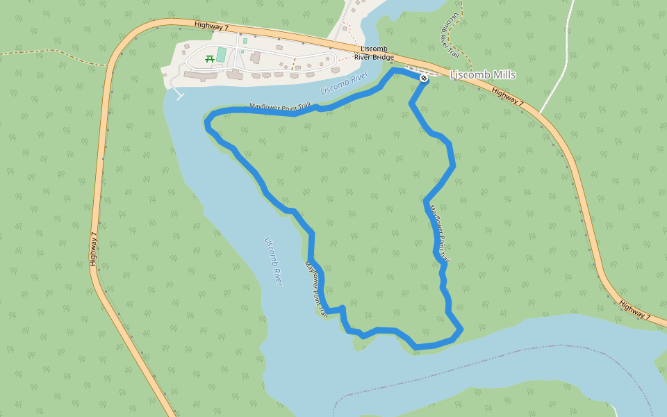 Mayflower Point Trail walking route map in Moser River