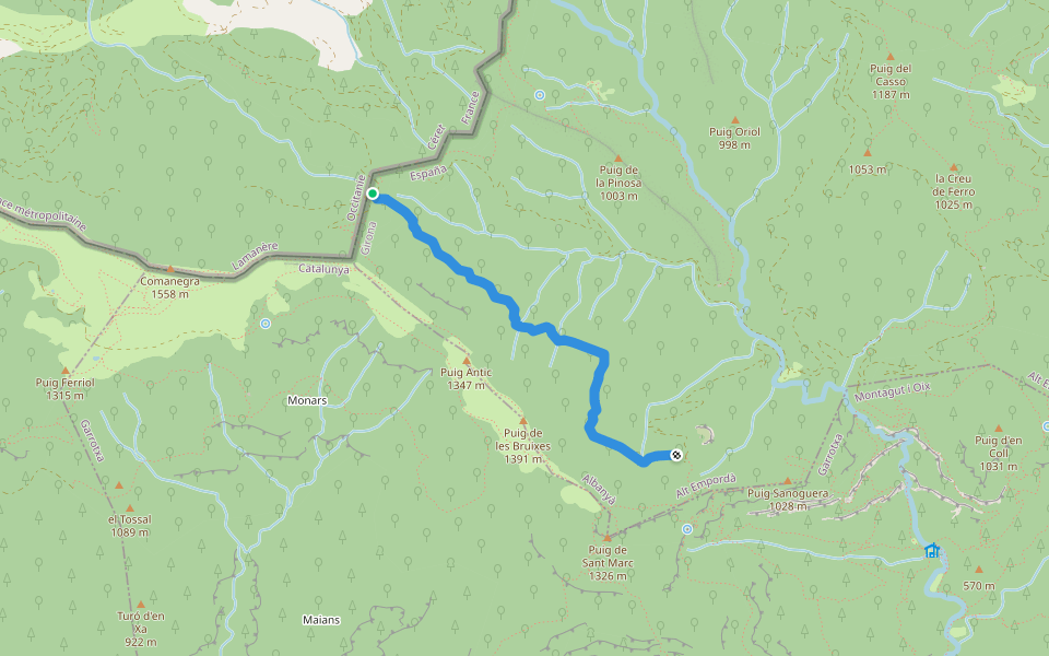 camí de Talaixà a França walking route map in Lamanère