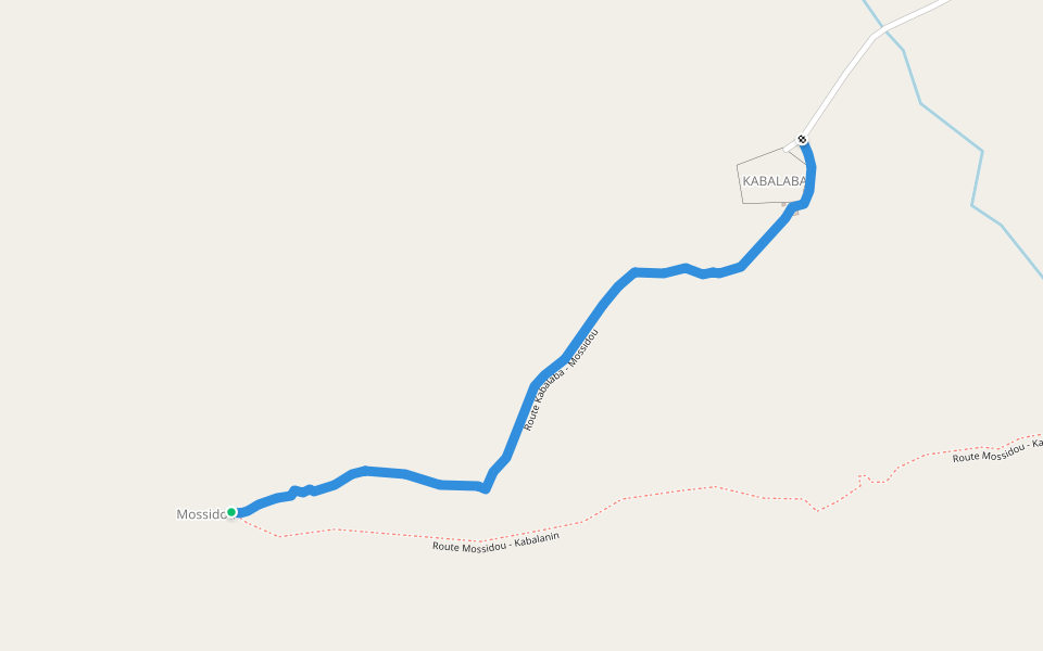 Route Kabalaba - Mossidou walking route map in Popoko
