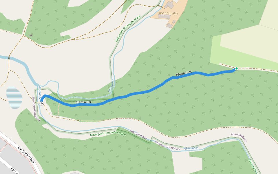 Pferdsrück walking route map in Altweidelbach