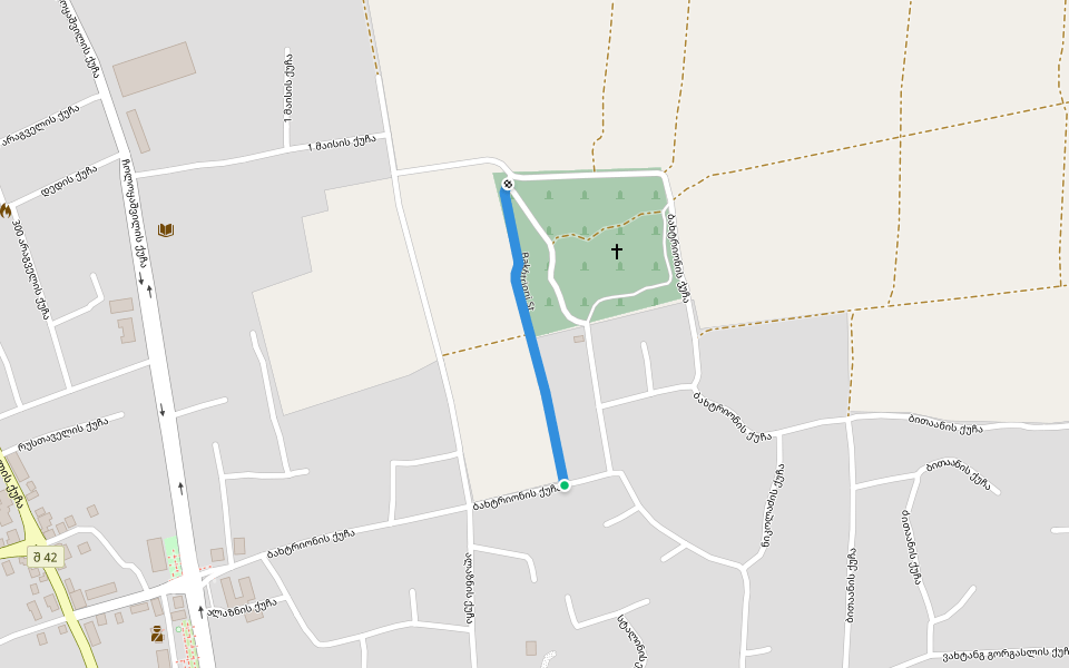 Bakhtrioni St walking route map in Akhmeta