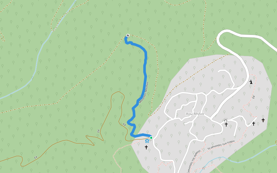 Μονοπάτι Μουσών walking route map in Ano Milia