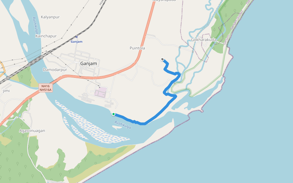 shore path walking route map in Pallibandha