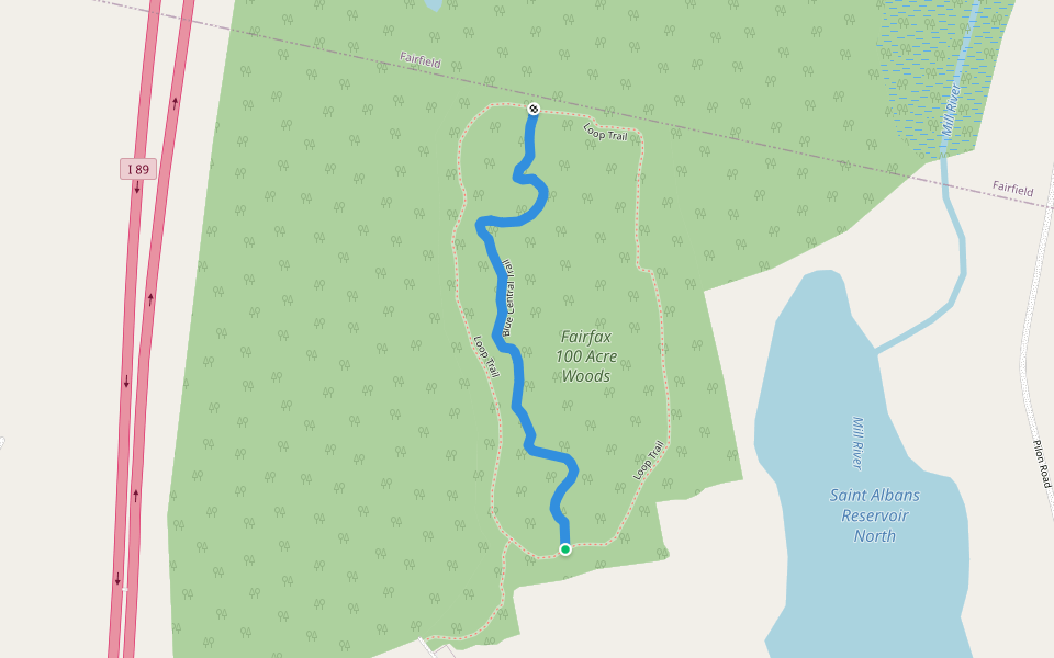 Blue Central Trail walking route map in Fairfax