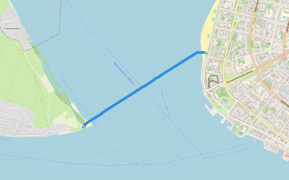 Зимник для пешеходов Архангельск - Кегостров walking route map in Arkhangel'sk