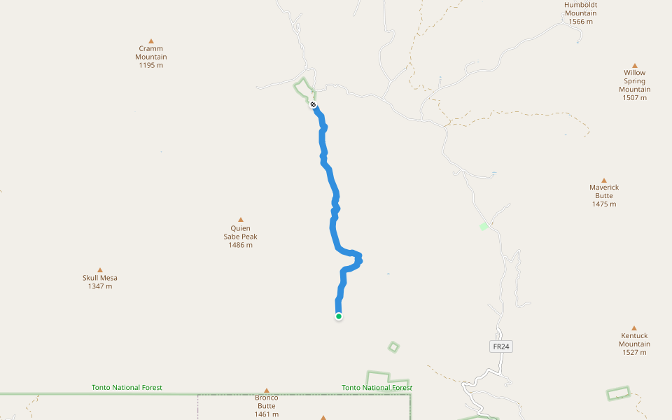 Trail 247 walking route map in Cave Creek