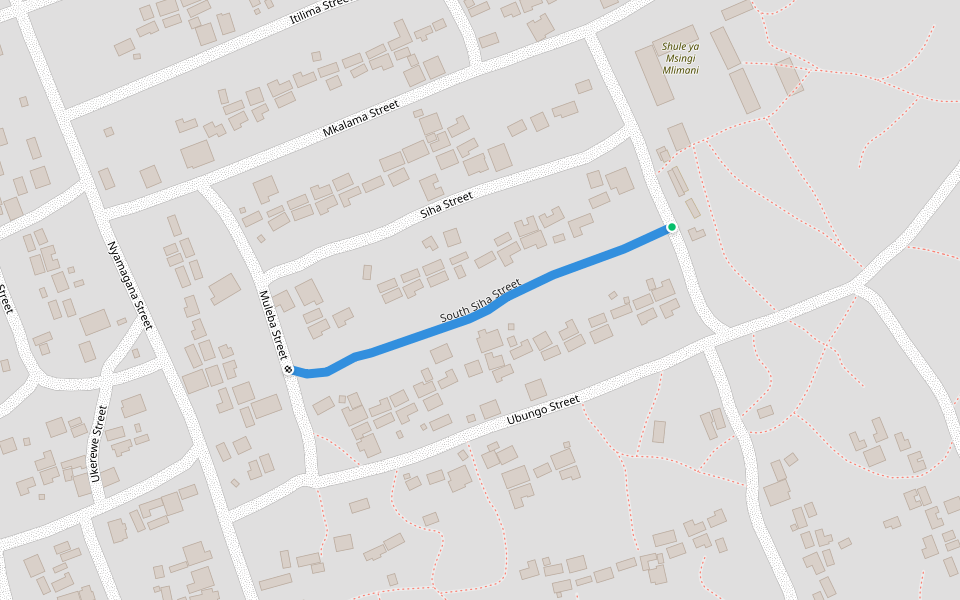 South Siha Street walking route map in Mtwara