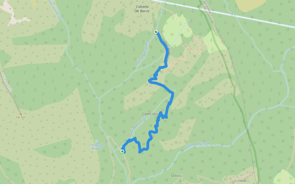 Chemin de Lanciour walking route map in Roquebillière