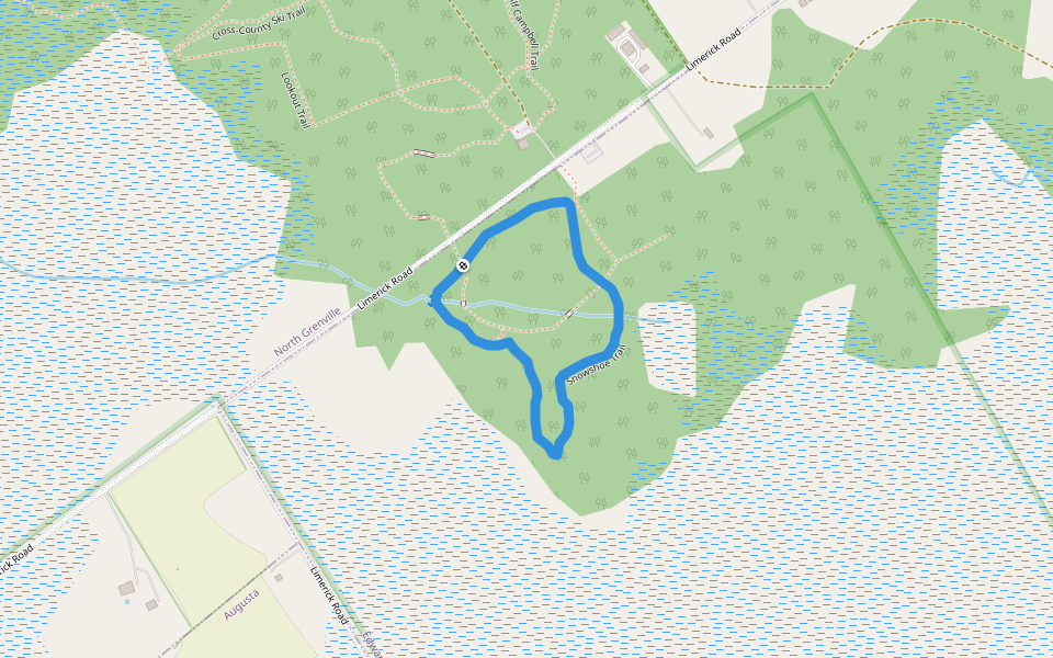 Snowshoe Trail walking route map in Oxford Station