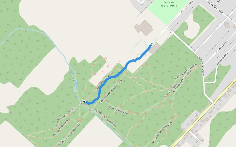 Sentier l'Entre-Deux walking route map in Saint-Pamphile
