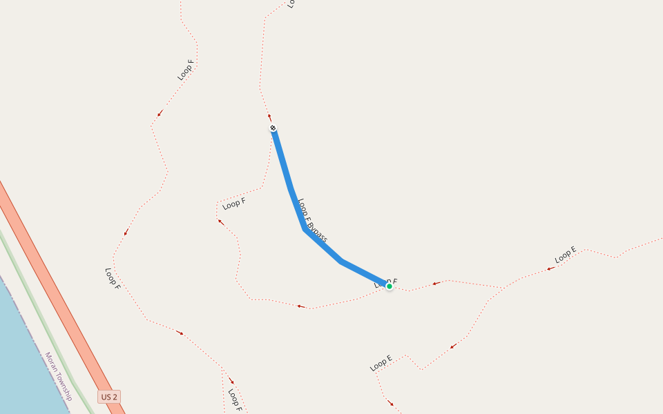 Loop F Bypass walking route map in St. Ignace