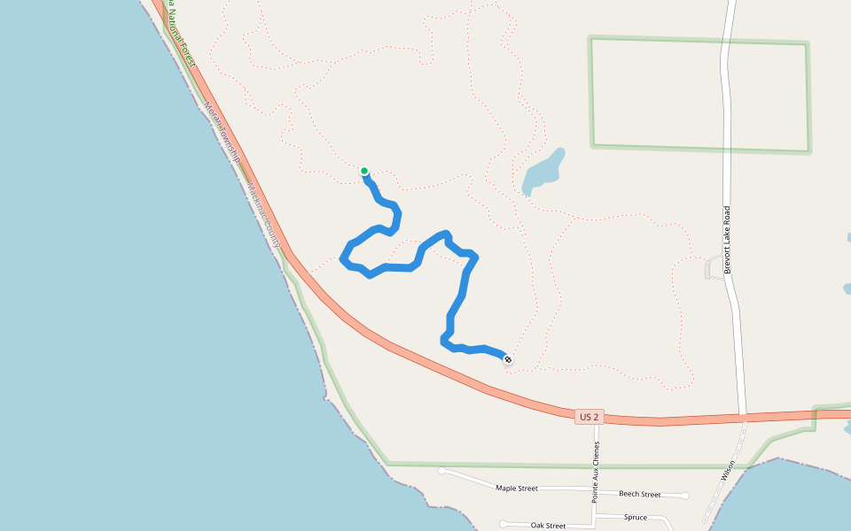 Loop G walking route map in St. Ignace