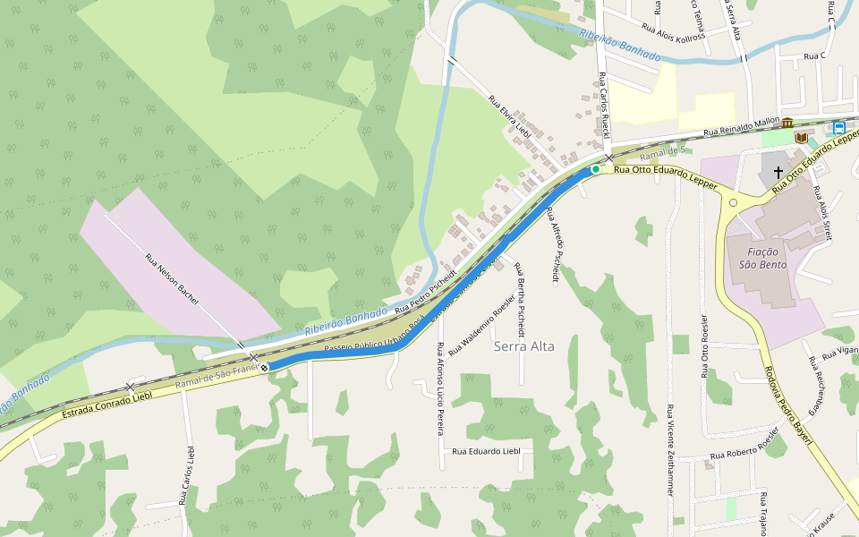 Passeio Público Urbano Rosá walking route map in São Bento do Sul