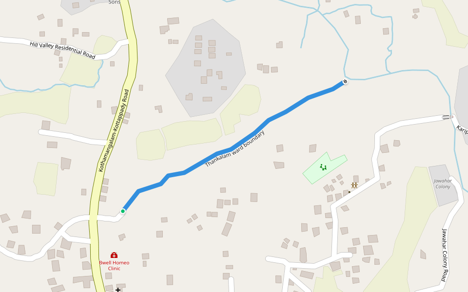 Thankalam ward boundary walking route map in Thrikkariyoor