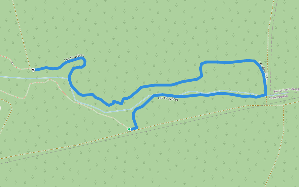 Les Bruyères walking route map in Saint-Perdon