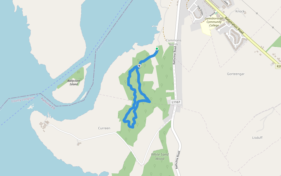 Commons North Woodland Trail walking route map in Lanesborough