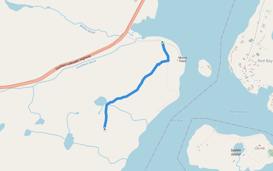 Tracey Hill Trail walking route map in Red Bay