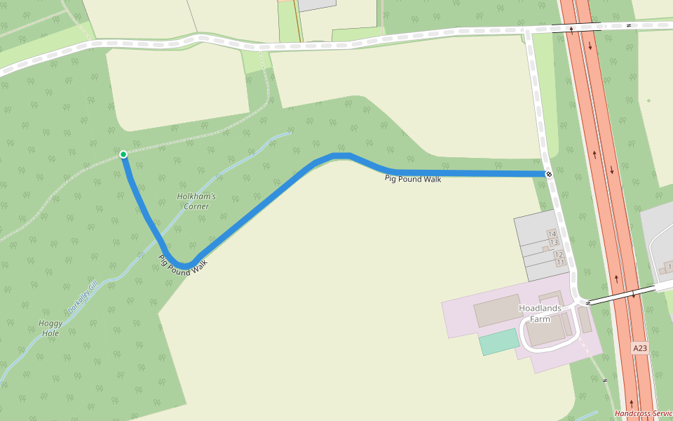 Pig Pound Walk walking route map in Handcross