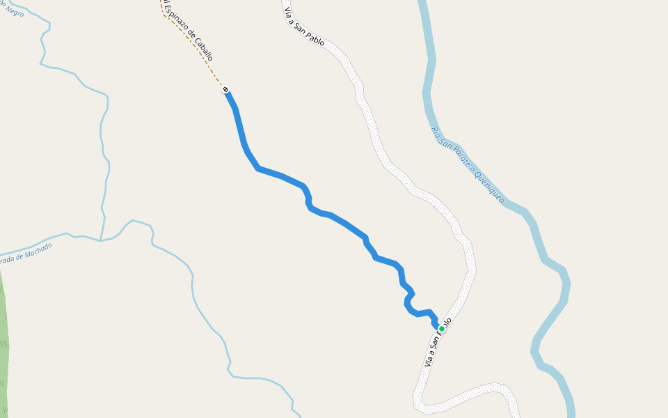 Camino real Espinazo de Caballo walking route map in Queniquea