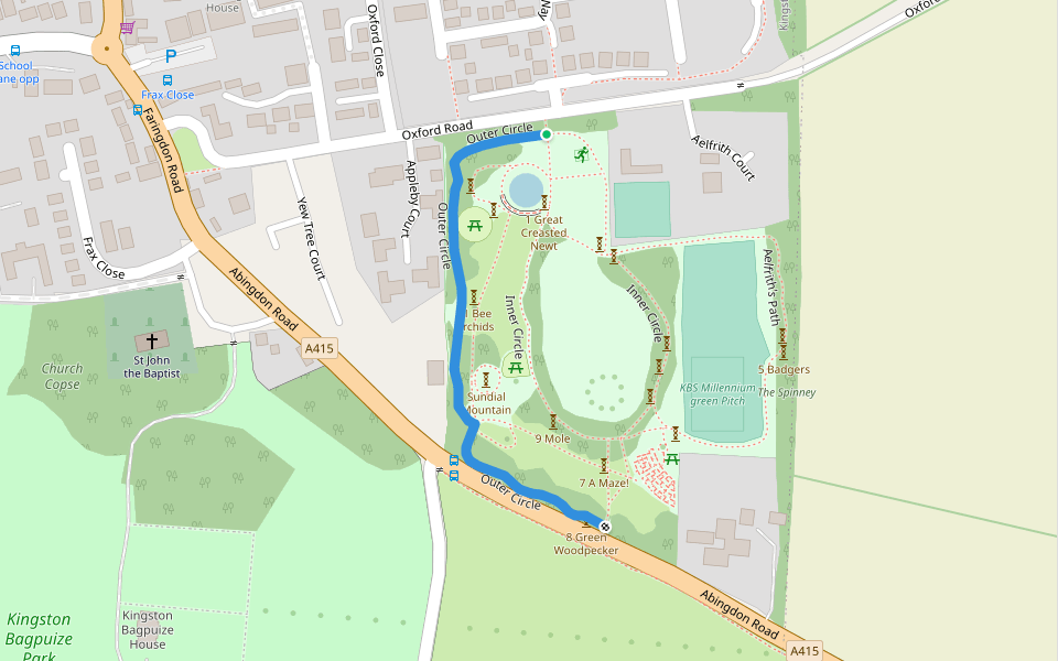 Outer Circle walking route map in Kingston Bagpuize