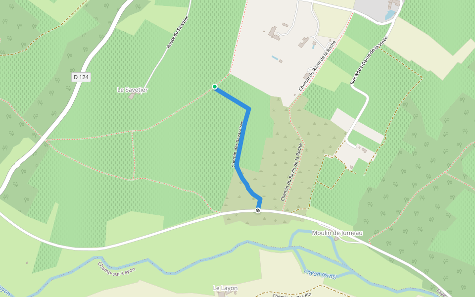 Chemin des Savaraires walking route map in Bellevigne-en-Layon