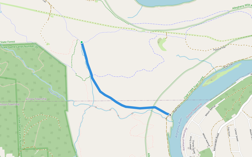 Blunder Trail walking route map in Kennerdell
