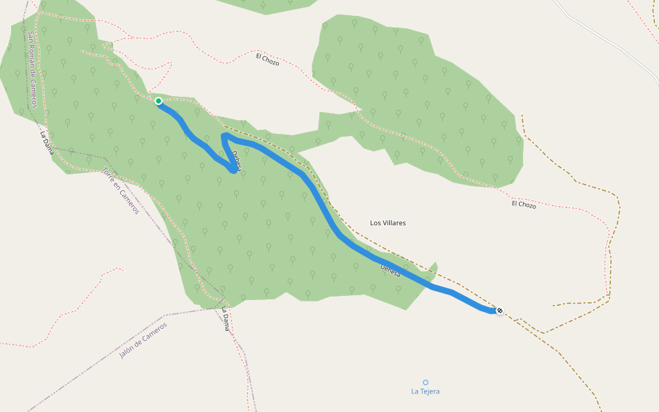 Dehesa walking route map in Hornillos de Cameros