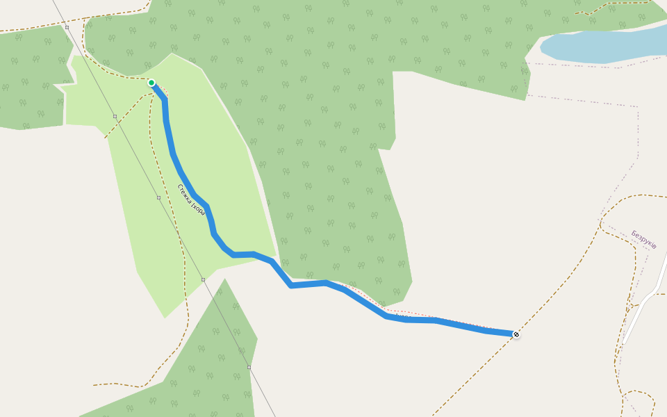 Тропа Ихора walking route map in Vertiivka
