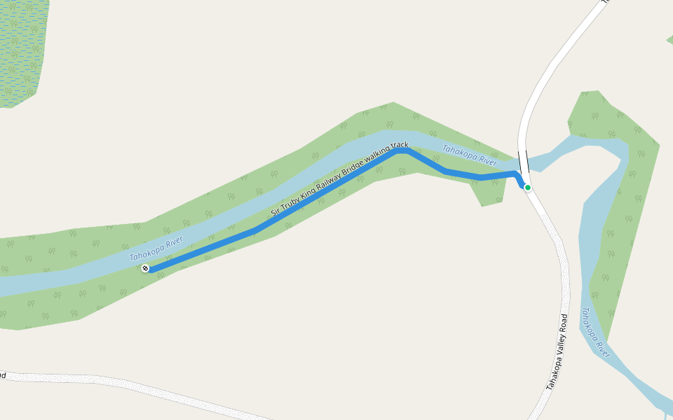 Sir Truby King Railway Bridge walking track walking route map in Tahakopa