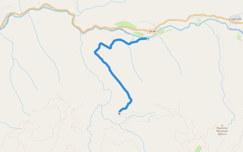 Cleveland Mine Trail walking route map in Sierra City